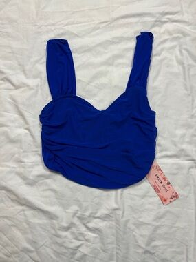 SHEIN Royal Blue Ruched Crop Top